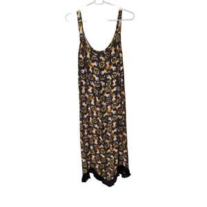 Vintage 90s Jenny Helene Geisha Print Maxi Dress Large Embroidery Asymmetric USA